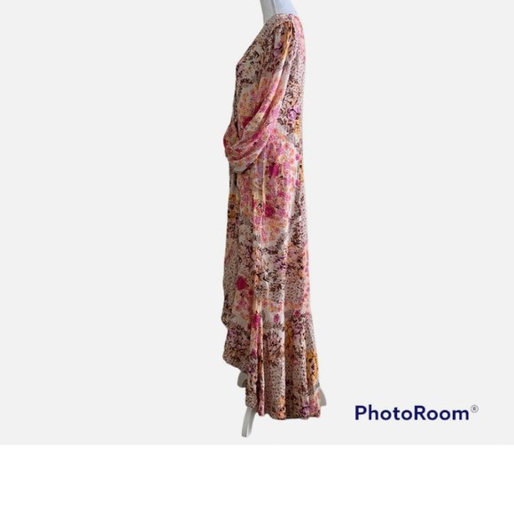 Free People Size XS Marais Printed Midi Asymmetrical Button Up Dress Size XS - Picture 5 of 14